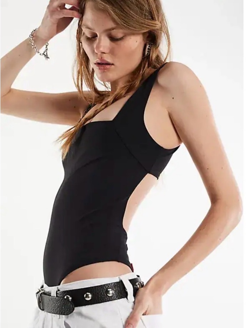 Free People Wild Card Bodysuit. NWT black